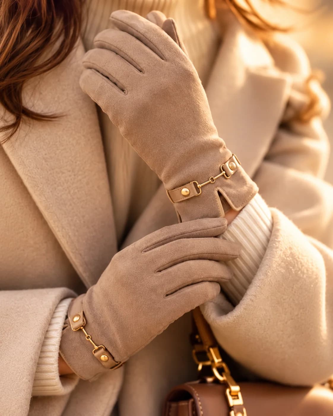 Guantes beige