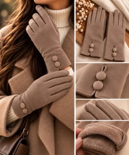 Guantes botón beige
