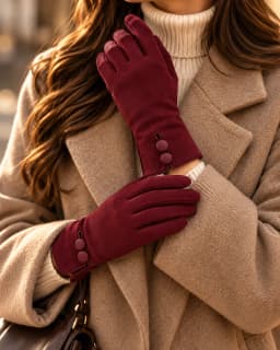 Guantes botón burdeos