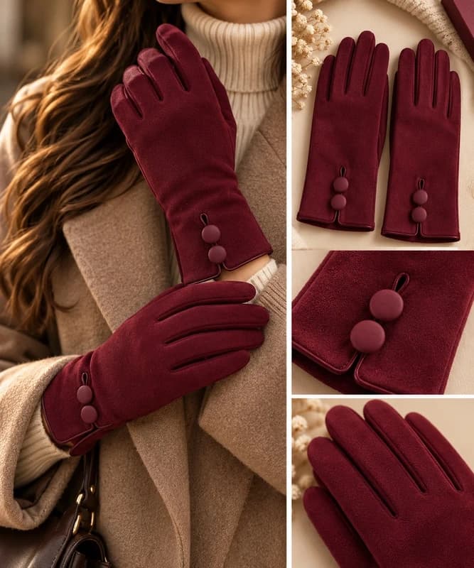 Guantes burdeos de Celia